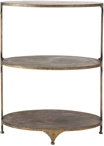 CREATIVE COLLECTION bartbord - mässingsmetall, med 2 hyllor, oval