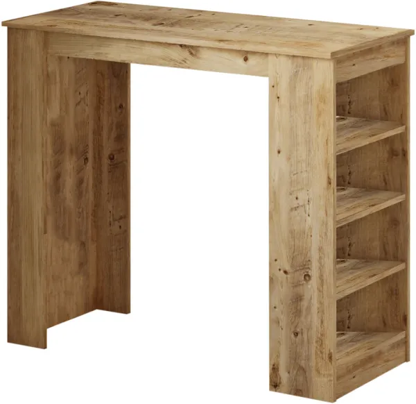 NORDVÄRK ST1 barbord, med 3 hyllor - naturlig melamin (120x51.6)