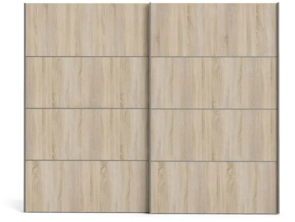 TVILUM Verona skjutdörrsgarderob - Ek/vit trä, 2 skjutdörrar, bred