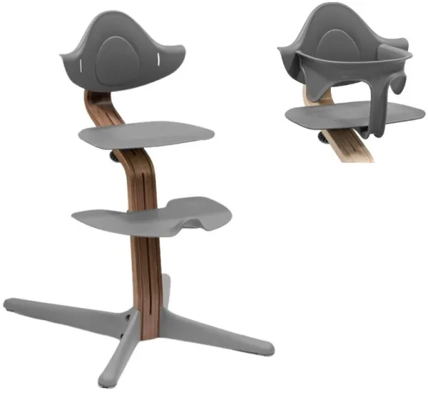 Hög stol ek - walnut grey inkl. babysäte