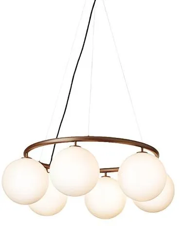 Nuura Miira 6 Cirkulär Ljuskrona Mörk Brons/Opalvit