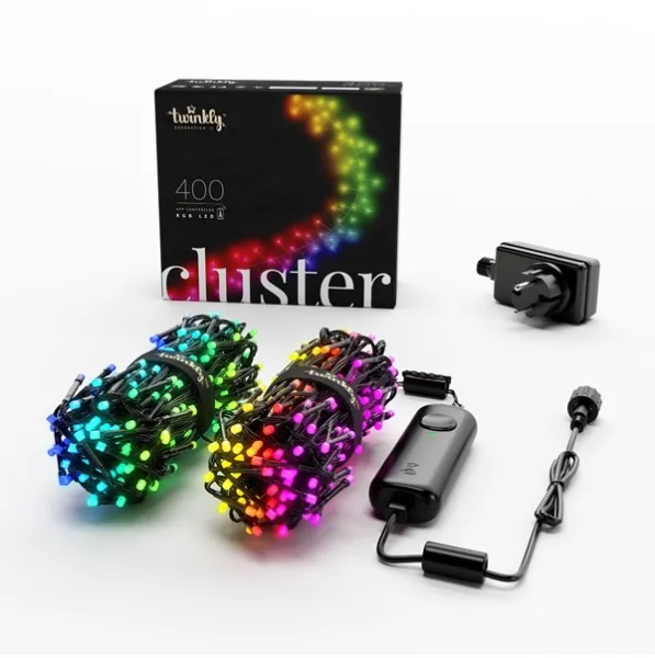 Twinkly Cluster - 400 Appstyrda RGB LED-lampor. 6 meter. Svart kabel.