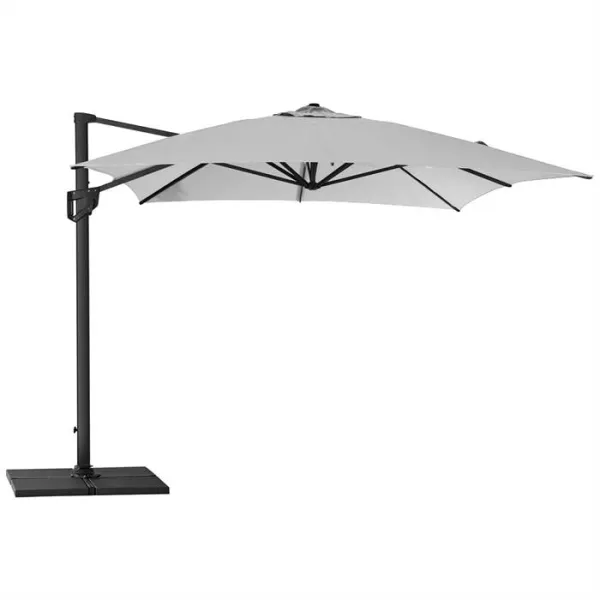 Cane-Line Hyde Luxe parasoll inkl. fot - 3x4 m - Aluminium med ljusgrå duk