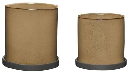 Hübsch Era Kruka Beige set med 2