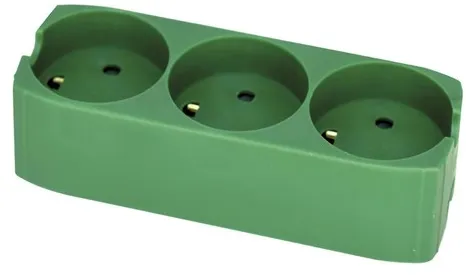 Gripo grön grenuttag med 3 uttag och jord