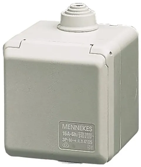 Utvändig Mennekes CEE-uttag 3-pol 16A 230V IP44 6H 4102